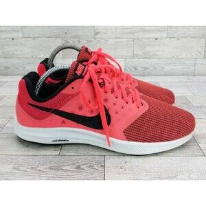 Nike Downshifter 7 Neon Pink Black Lace Up Running Athletic Shoes Sneakers Sz 8